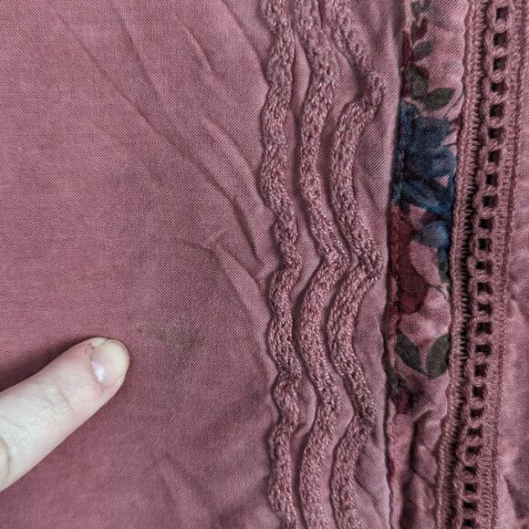 Ali Miles Rose Pink Embroidered Floral Washed Out‎ Tunic Top Size Small - Picture 10 of 10